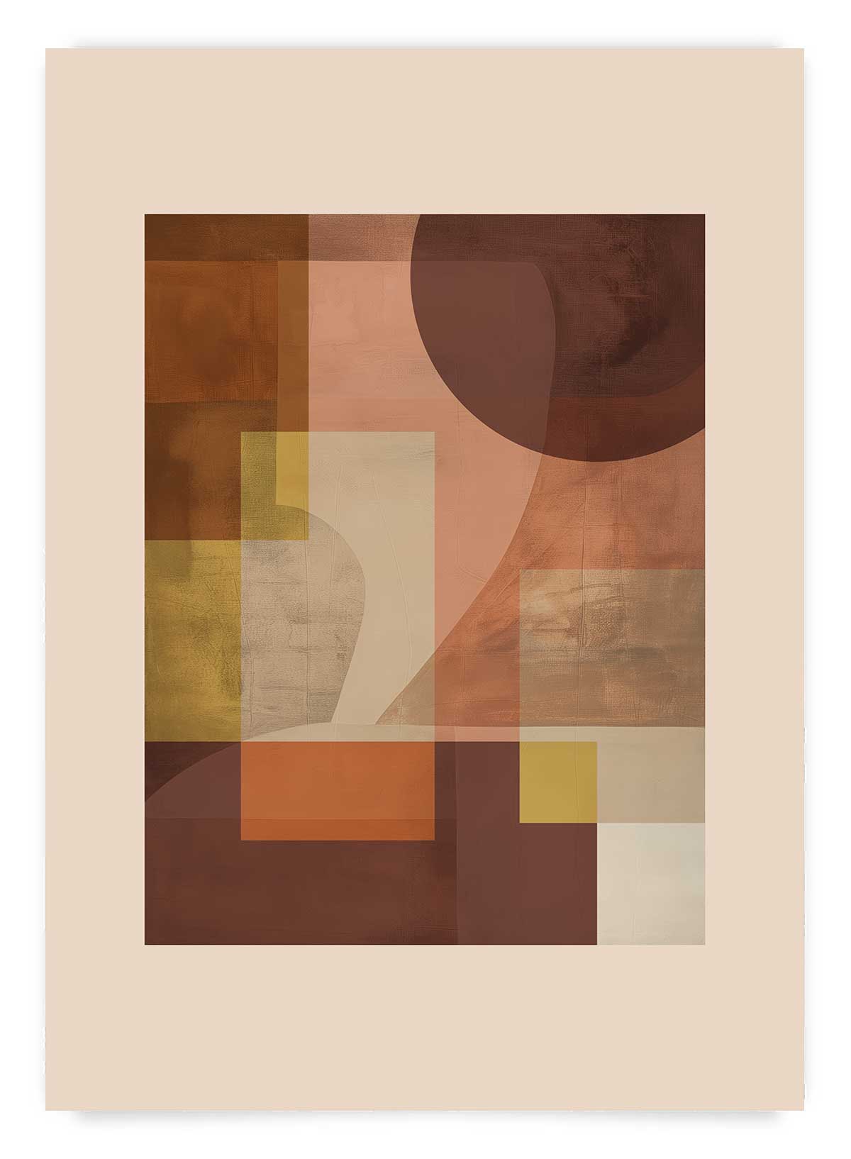Tablou modern in stil boem cu forme geometrice maro Brown decor