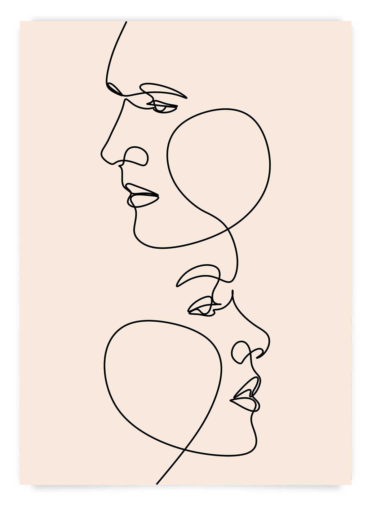 Poster minimalist in stil line art modern Couple line-art | Poster