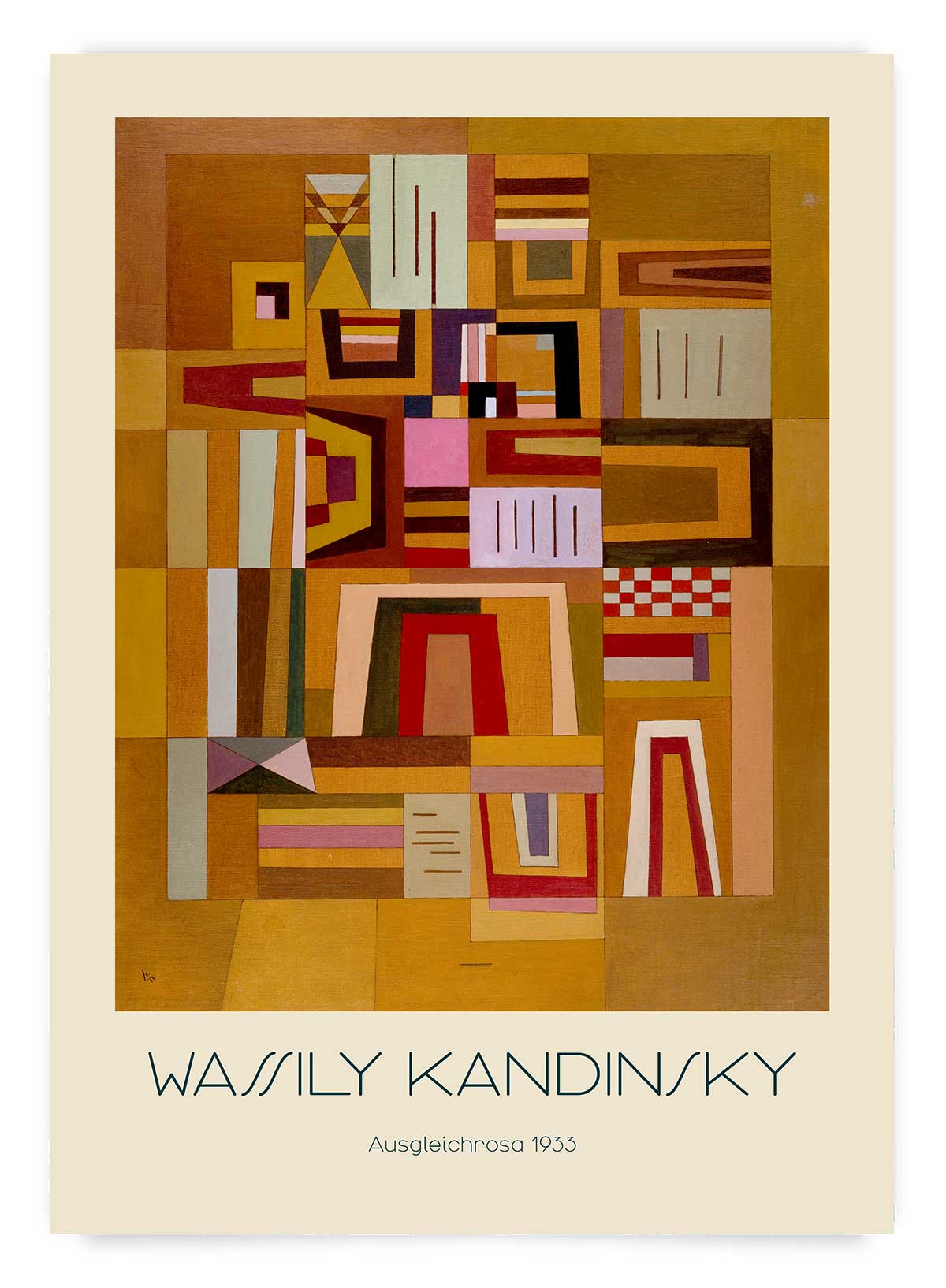 Poster cu lucrarea abstracta Ausgleichrosa 1933 de Wassily Kandinsky