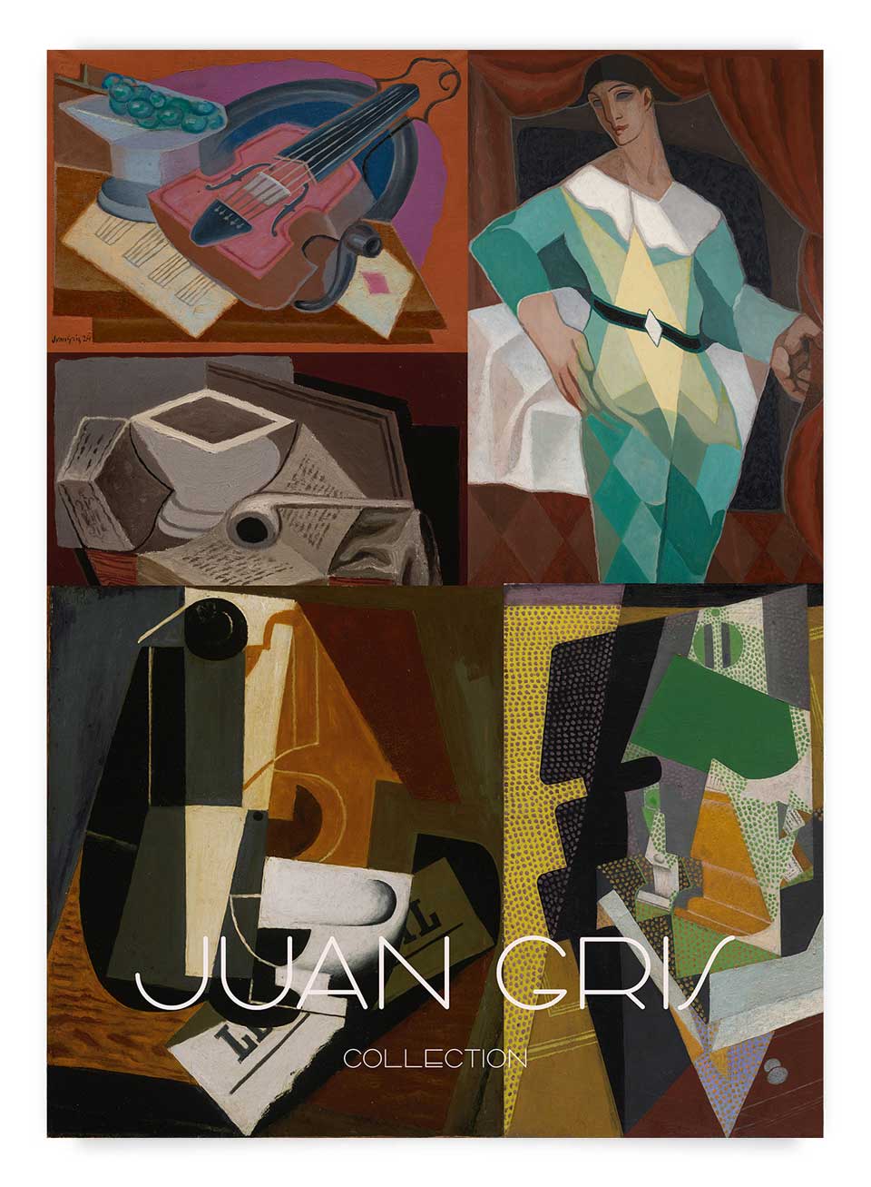 Poster tip colaj cu picturi cubiste de Juan Gris în culori închise