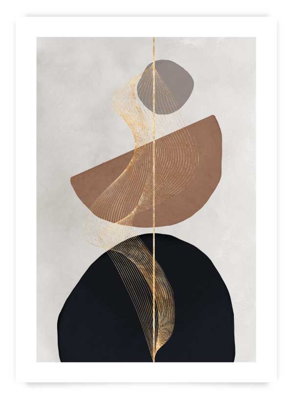 Tablou abstract modern cu accente si detalii aurii Gold flame 1