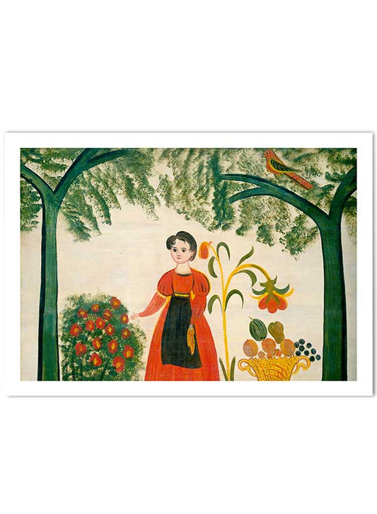 Girl in Red with Flowers | Poster