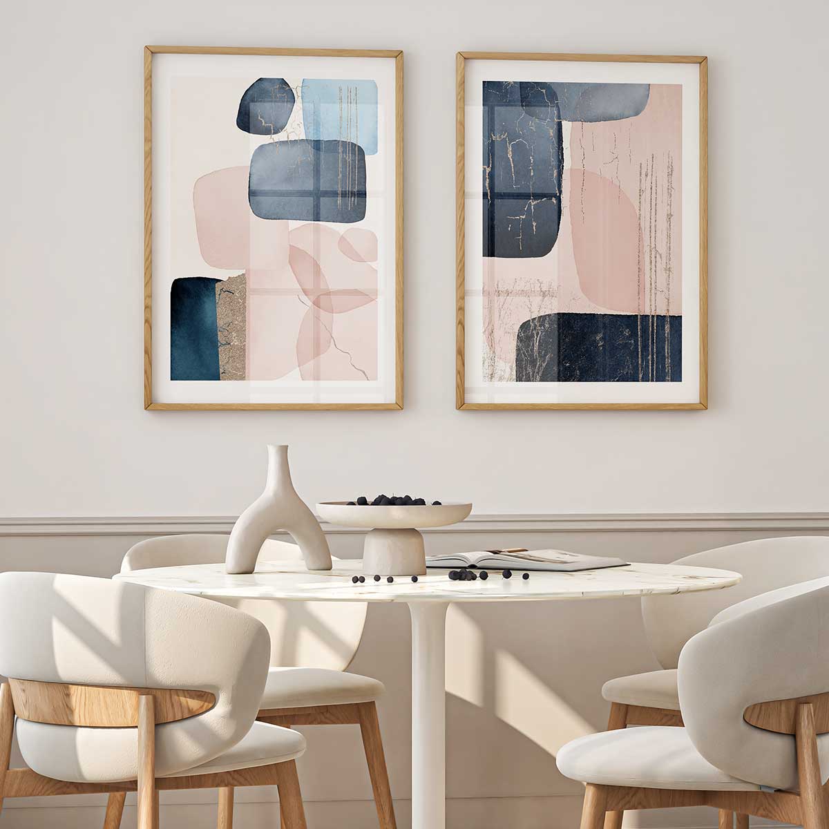 Blue Pink Abstract | Set Postere