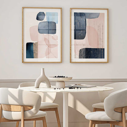 Blue Pink Abstract | Set Postere
