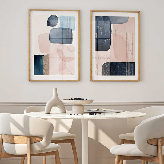 Blue Pink Abstract | Set Postere