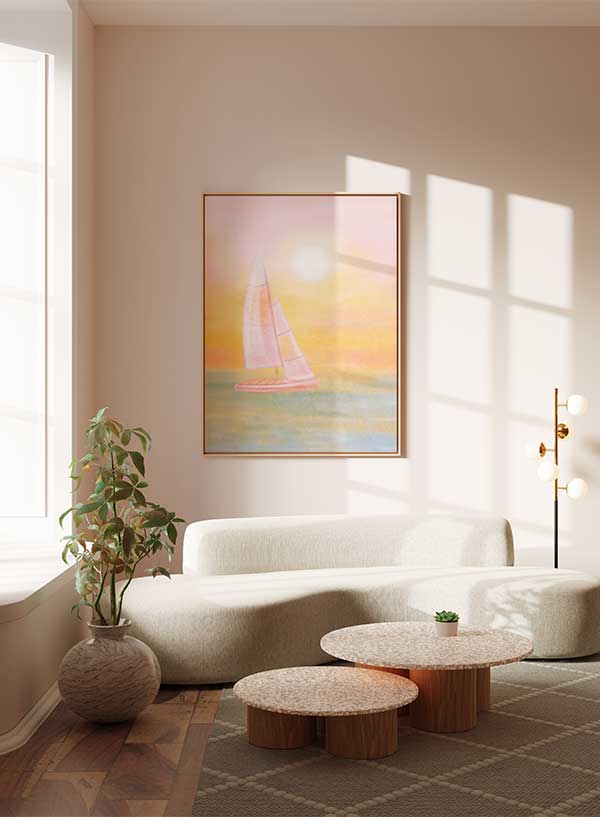 Pastel boat sailing | Poster