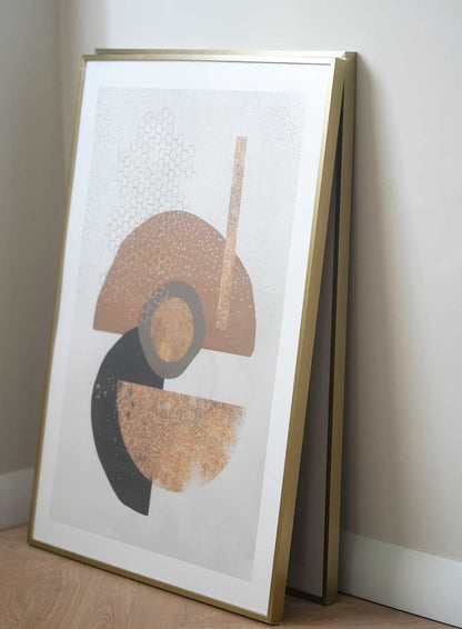 etaliu rama gold eleganta set tablouri moderne geometrice decor living si dormitor