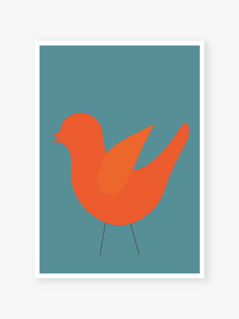 Geometric Bird on blue | Art print
