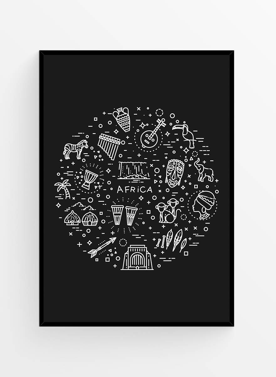 Africa doodle harta | Art Print