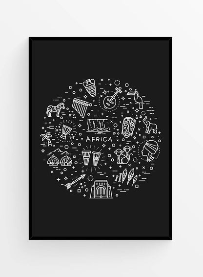 Africa doodle harta | Art Print